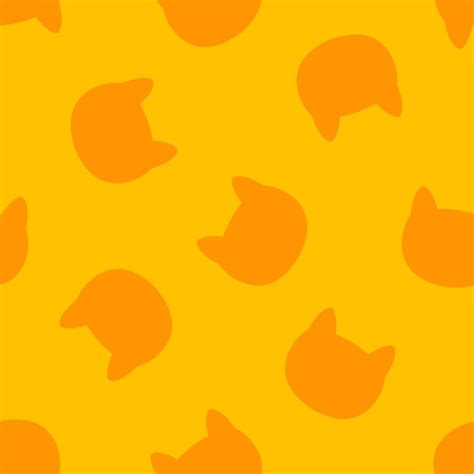 Premium Vector Yellow Seamless Pattern With Orange Cat Head