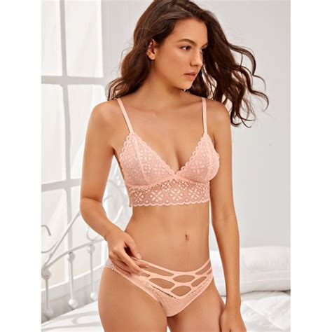 Rouge Intimates Sleepwear Strappy Cut Out Pink Piece Lace Lingerie Set Poshmark