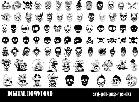 Skull Svg Bundle Skull Png Files Sugar Skulls Svg Skull Etsy