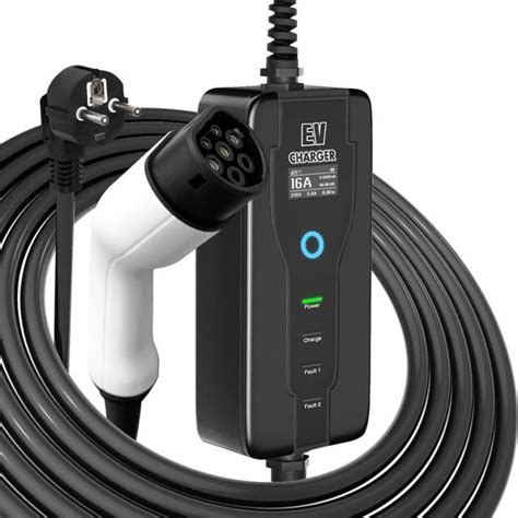 16 A Type 2 Ev Chargeur Câble De Charge Schuko 3 6 Kw 10 M Chargeur De