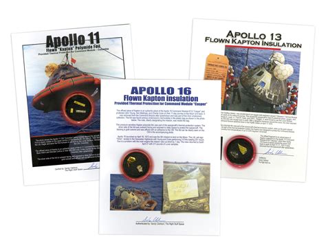 Lot Three Displays Of Flown Kapton Polyimide Foil From Apollo 11 13