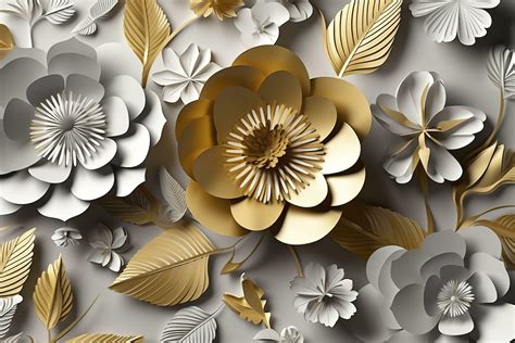 3d Floral Craft Wallpaper Orange Rose Green And Yellow Flowers In