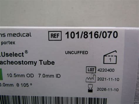 New Smiths Medical Portex 101816070 Bluselect Tracheostomy Tube Exp