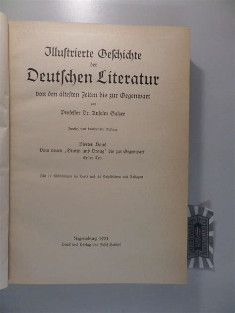 Illustrierte Geschichte Der Deutschen Literatur Von Den Aeltesten