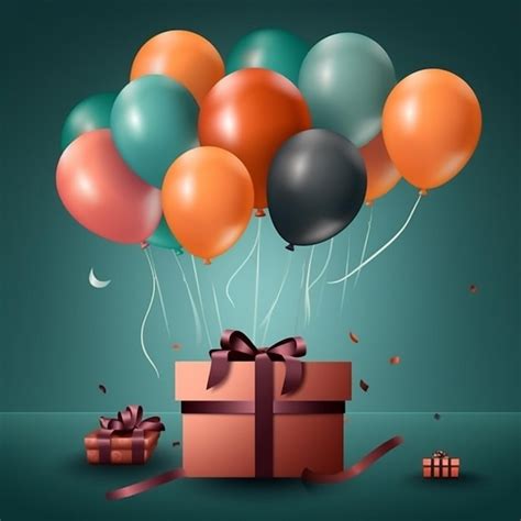 Affiche Joyeux Anniversaire Avec Ballons Et Coffret Cadeau Photo