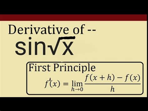 Derivative Sin Root X By First Principle Youtube