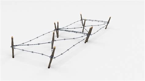 3d Model Low Poly Barb Wire Obstacle Vr Ar Low Poly Cgtrader