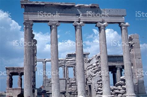 Ionic Columns At Erechtheion On The Acropolis Athens Stock Photo