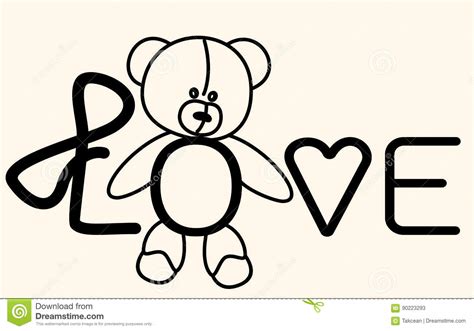 Teddy Bear for Love, Lettering Card. Stock Vector - Illustration of decoration, couple: 90223293