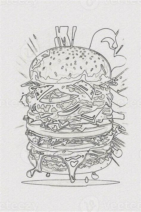 A hand-drawn sketch of a hamburger illustration 26821137 Stock Photo at Vecteezy