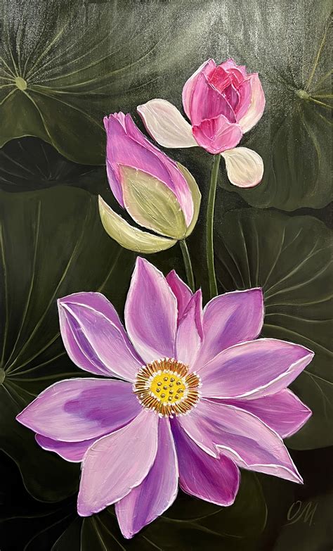 lotus flower acrylic painting