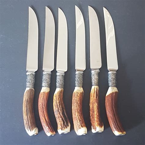 Vintage Genuine Stag Handle Antler Handle Steak Knife Set Set Of 6 Steak Knife Set Sheffield