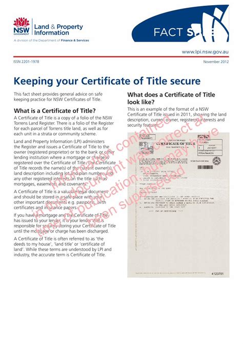 PDF Look Like Certificate Of Title Issued In 2011 Showing Lpi