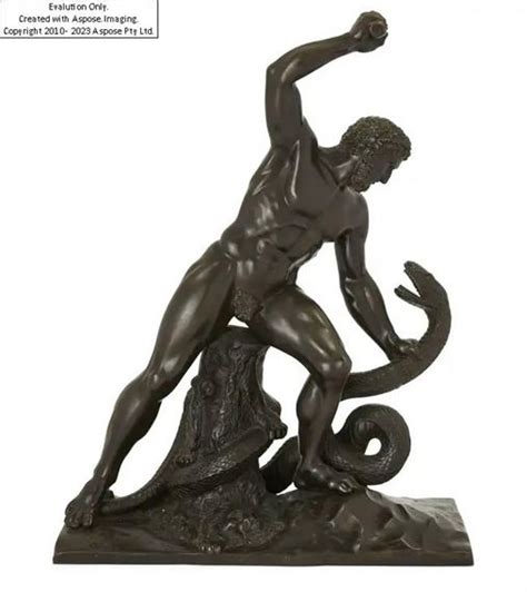 Francois Joseph Bosio Hercules is depicted nude fighting the river god Acheloüs in the form of