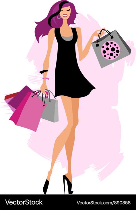 Woman shopping bags Royalty Free Vector Image - VectorStock