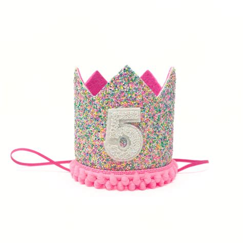 Hot Pink Birthday Party Crown for Girl Glitter Party Crown - Etsy