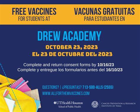 UTHealth All For Them Vaccine Clinic Awareness Drew Academy