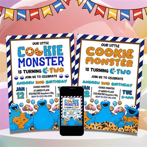 Cookie Monster Birthday Party Invitations - Etsy