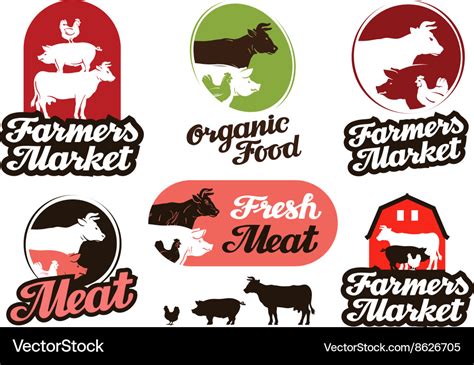 Farm Logo Meat Food Or Livestock Breeding Vector Image