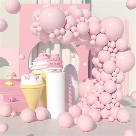 Pink Balloon Arch Kit - 100pcs 18"+12"+5" Pastel Light Pink Balloons ...