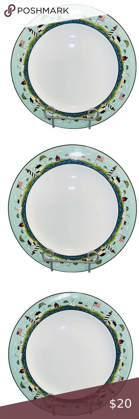 Sakura Coastal Breeze Dinner Plate Platter Warren Kimble Lighthouse