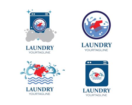 Laundry Logo Template Vector Icon Illustration Detergent Vector White