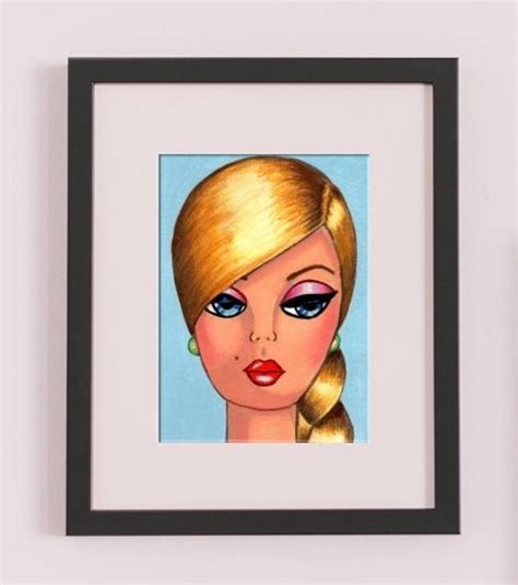 Original Postcard Size Ooak Painting Retro Blonde Barbie Doll Etsy