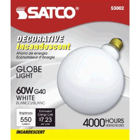 Satco W Frosted Soft White Medium Base G Incandescent Globe Light