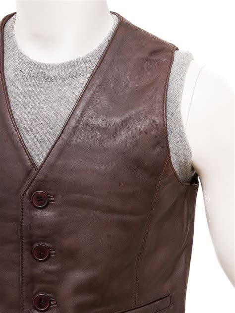 Men S Brown Leather Waistcoat Dolton MEN Caine