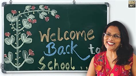 Welcome Back To School Unique FLORAL Design On Green Black Board By