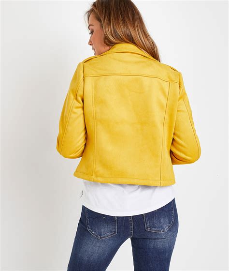 Blouson En Suédine Jaune Femme Jaune Grain De Malice