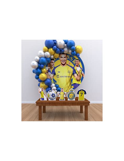 Kit Festa Redondo Cristiano Ronaldo Al Nassr Decoração Infantil