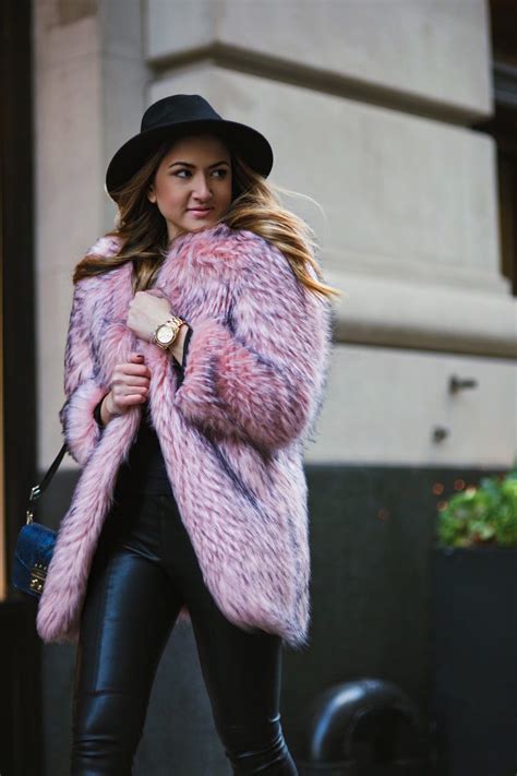 Surviving The Nyc Cold With This Pink Fur Coat Fashion Is My Forte Fur Coat Fashion Pink