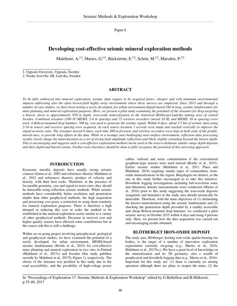 (PDF) Developing cost-effective seismic mineral exploration methods