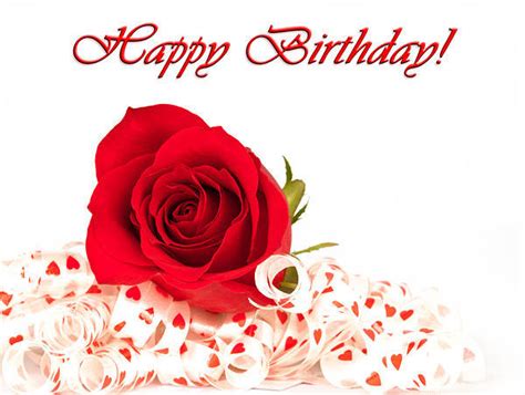 Happy Birthday Card with Red Rose | Gallery Yopriceville - High-Quality ...