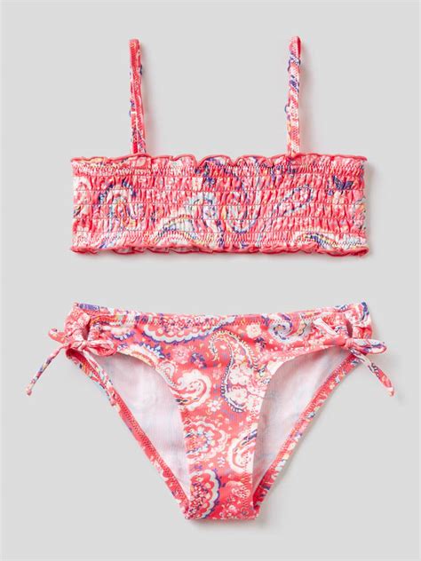 Benetton Patterned Bikini With Ruffles H K P A