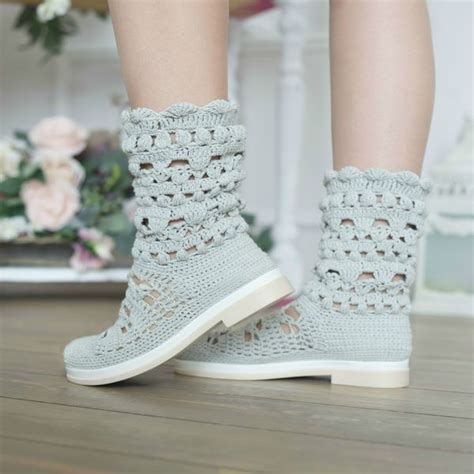 Crochet summer boots Knit boots womens Summer ankle boots Co - Inspire ...