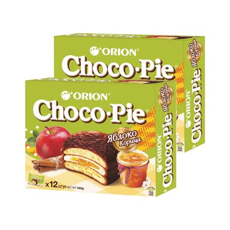 Бисквитные пирожное Orion Choco-Pie Apple-Cinnamon / Яблоко,корица 2 ...