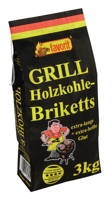 Favorit Grillbrikett 3 Kg Grillkohle Grill Holzkohle Briketts 01489715