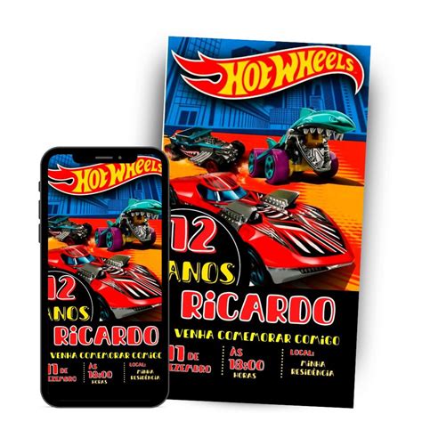Convite Digital para Festa Aniversário Infantil Hot Wheels Elo