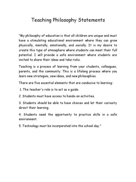 Teaching Philosophy Statements | PDF