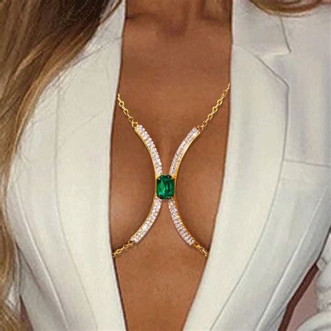 Wholesale Geometric Gold Sliver Tone Diamond Body Chain Club Party