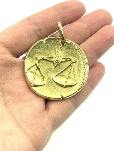 Sold Van Cleef And Arpels Jumbo 18k Yellow Gold Libra Zodiac Sign Pendant