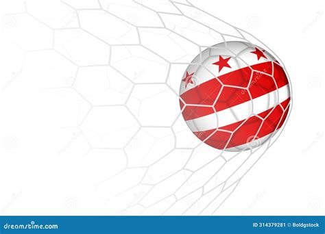 District Of Columbia Flag Soccer Ball In Net Stock Vector