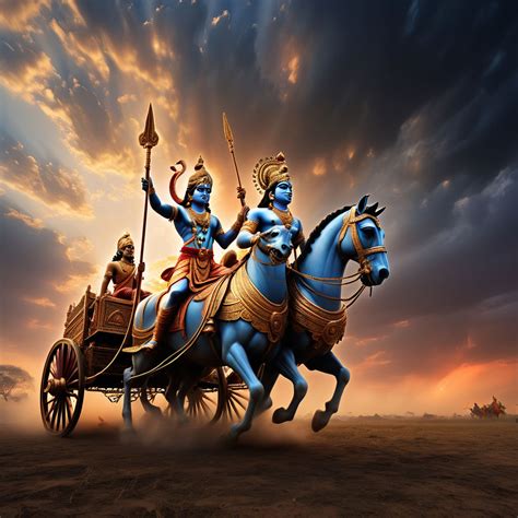 Krishna and Arjuna on the field of Kurukshetra by Arjun Mishra - Playground