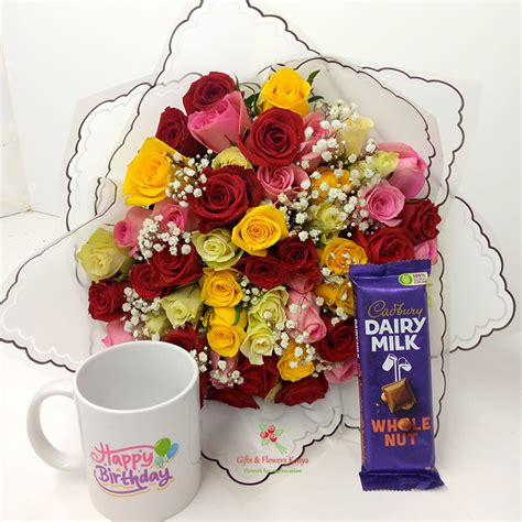 Mixed Roses Birthday Combo - Gifts and Flowers Kenya | Same Day Flower Delivery Kenya | Flower ...