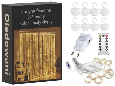 Kurtyna Wietlna Led X Metry Lampki Drucik Bia Y Ciep Y Kurtyna