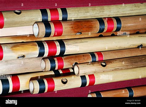 Wooden Flutes An Indian Musical Instrument India Stock Photo Royalty