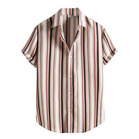 Zomer Hawaiian Mannen Shirt Gestreepte Print Korte... – Vicedeal