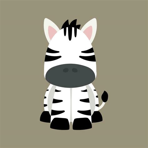 Hand Drawn Cute Zebra Sitting Wild Animal In Animated Cartoon Vector